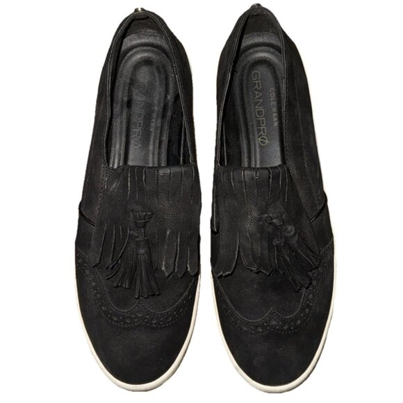 Cole Haan Black Suede Tassel Slip On Sneakers Loafers Size 10 B - Picture 1 of 5